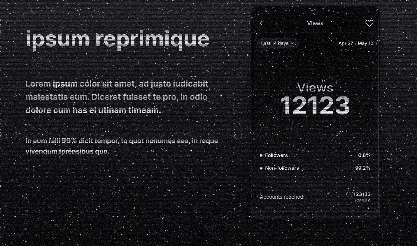 Figma design of a phone analytics screen showing views and the follower split
